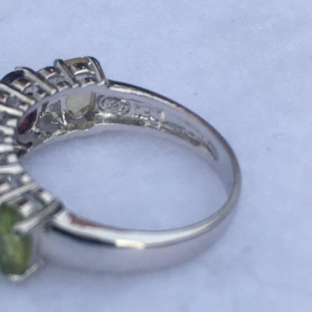 Lovely Sterling Silver Women's Multi-Stone Ring, Size 7, Garnet Amethyst Topaz - Picture 10 of 10